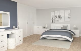 Chester White Oak Fitted Bedroom with furniture and mirror